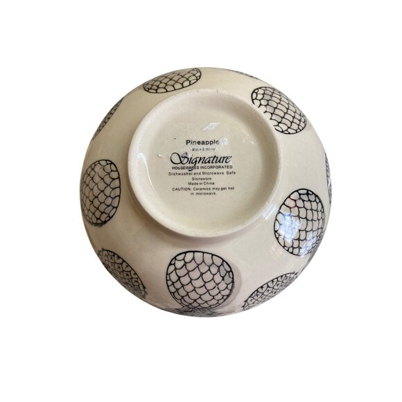 Signature Housewares Pineapple Ceramic Bowls Set Of 2 Microwave Dishwasher Safe - Picture 3 of 7